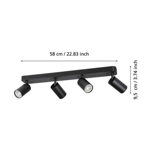 Spot Moderno Telimbela Z In Acciaio Nero 4 Luci Gu10 4,9W Ip20