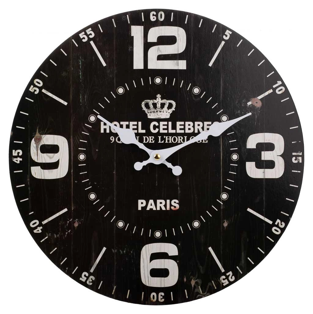 Orologio da parete in legno nero 34x34x2cm