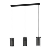 Lampadario Contemporaneo Pinto Textil 1 Acciaio Nero Vetro 3 Luci E27