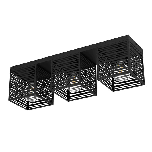 Plafoniera Minimal Piedritas Acciaio Nero 3 Luci E27