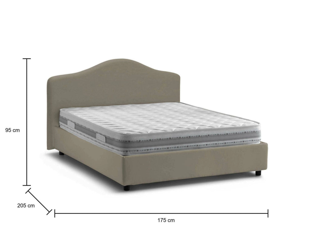 Letto Matrimoniale Akym, Letto Matrimoniale Materasso Incluso Made in Italy, Grigio Tortora\