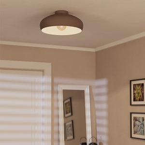 Plafoniera Contemporanea Mogano 1 Luce Acciaio Marrone