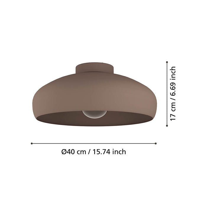 Plafoniera Contemporanea Mogano 1 Luce Acciaio Marrone