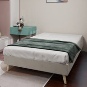Struttura del letto minimalista 90x200cm; senza testiera o materasso a gas lift in beige