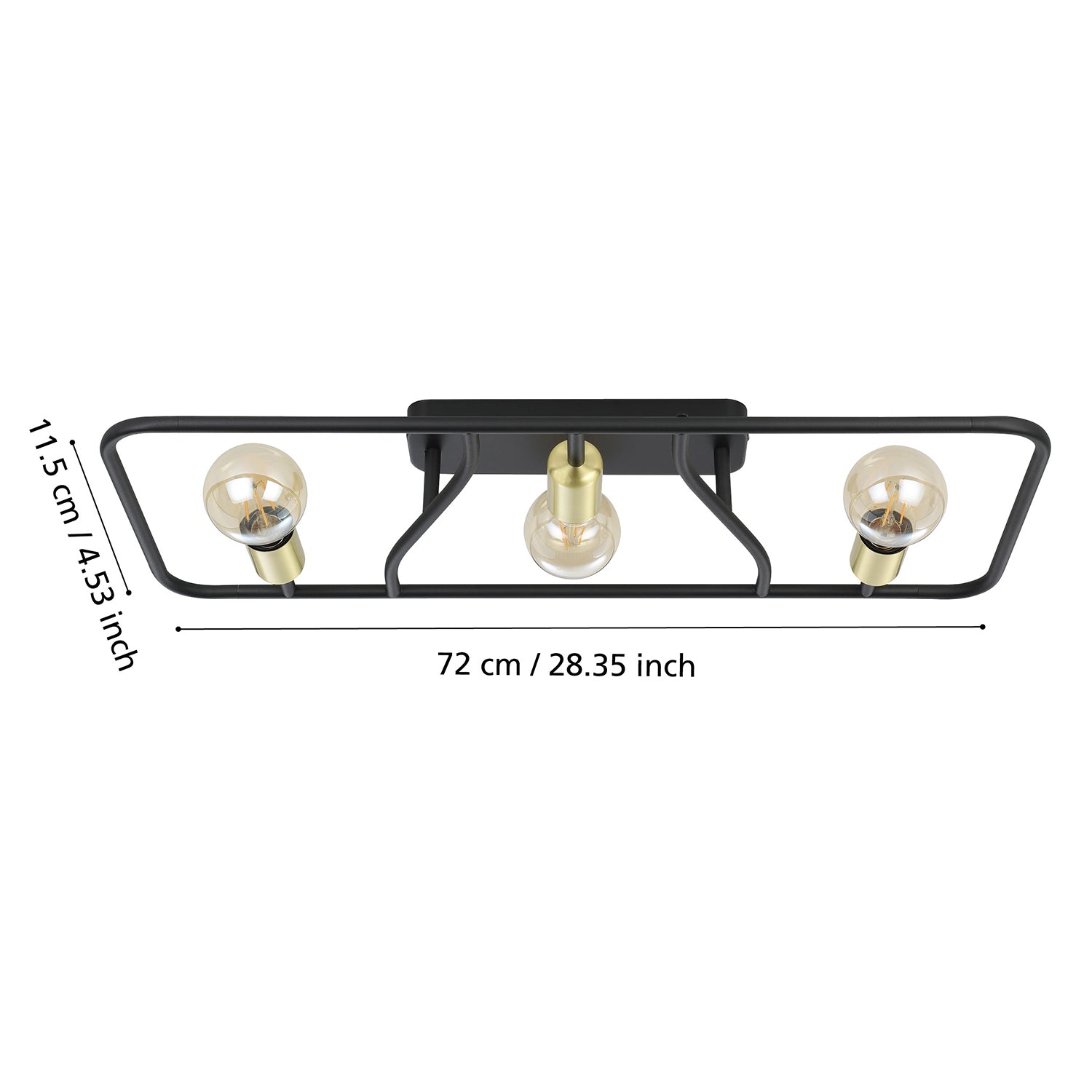 Plafoniera Moderna Messinaro Acciaio Nero 3 Luci E27
