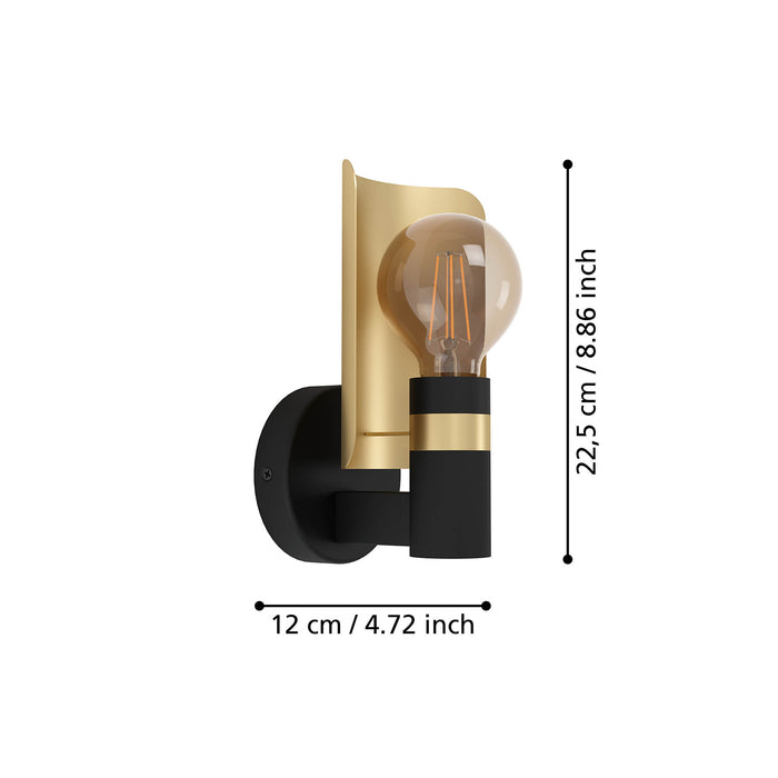 Applique Moderna Hayes Acciaio Nero 1 Luce E27