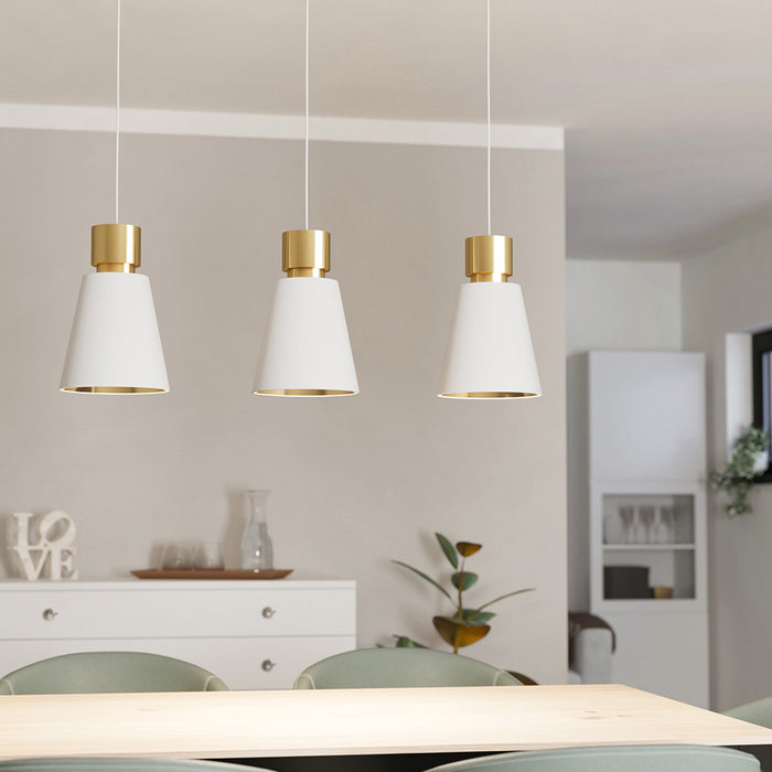Lampadario Contemporaneo Aglientina 3 Luci Metallo Ottone Spazzolato