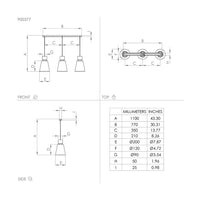 Lampadario Contemporaneo Aglientina 3 Luci Metallo Ottone Spazzolato
