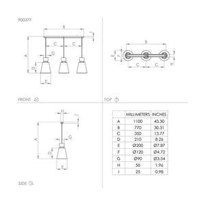 Lampadario Contemporaneo Aglientina 3 Luci Metallo Ottone Spazzolato