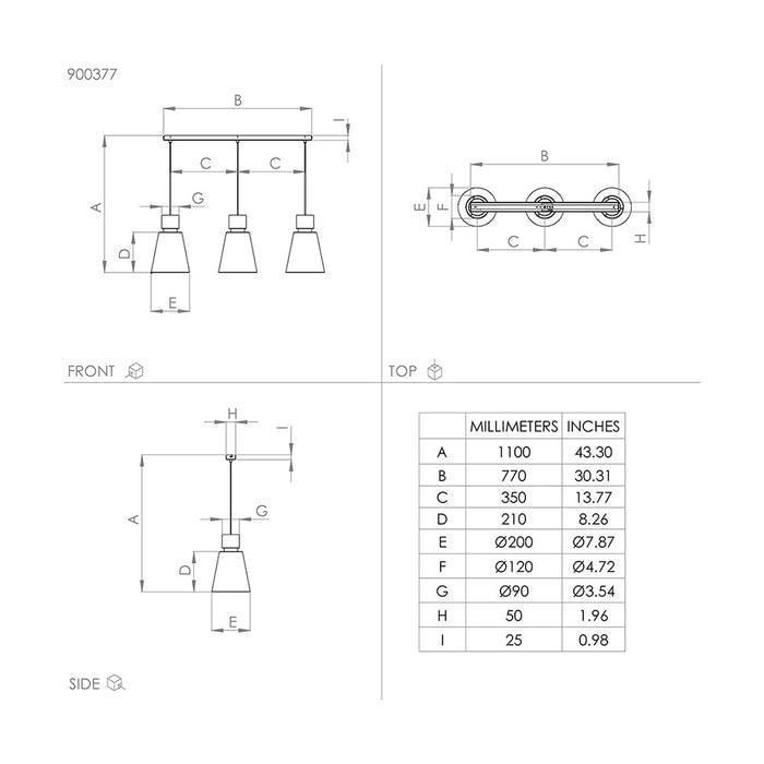 Lampadario Contemporaneo Aglientina 3 Luci Metallo Ottone Spazzolato