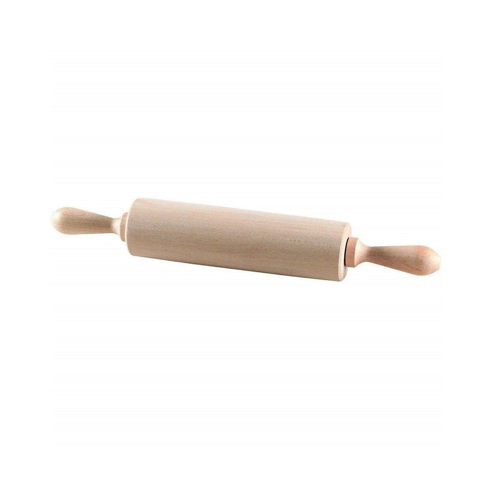 Trade Shop - Mattarello 40cm In Legno Girevole Stende Pasta Dolci Pasticceria Cucina Rolling -