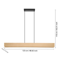 Sospensione Moderna Anchorena-Z Metallo Nero Legno 1 Luce Led 35W 3980Lm