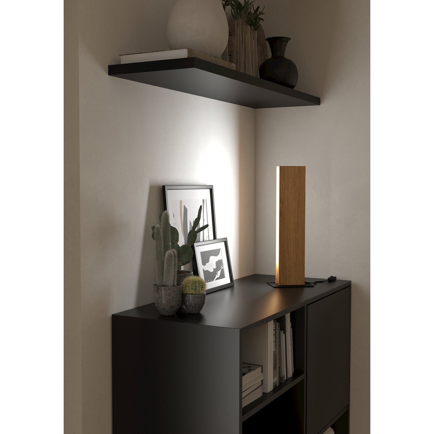 Lampada Da Tavolo Moderna Anchorena-Z Legno Marrone Luce Led Integrato 16W