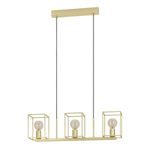 Lampadario A Sospensione Moderno Cumiole Acciaio Oro 3 Luci E27