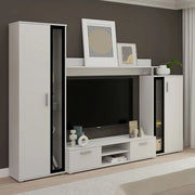Mobile Soggiorno Linafa, Parete Attrezzata Modulabile, Bianco