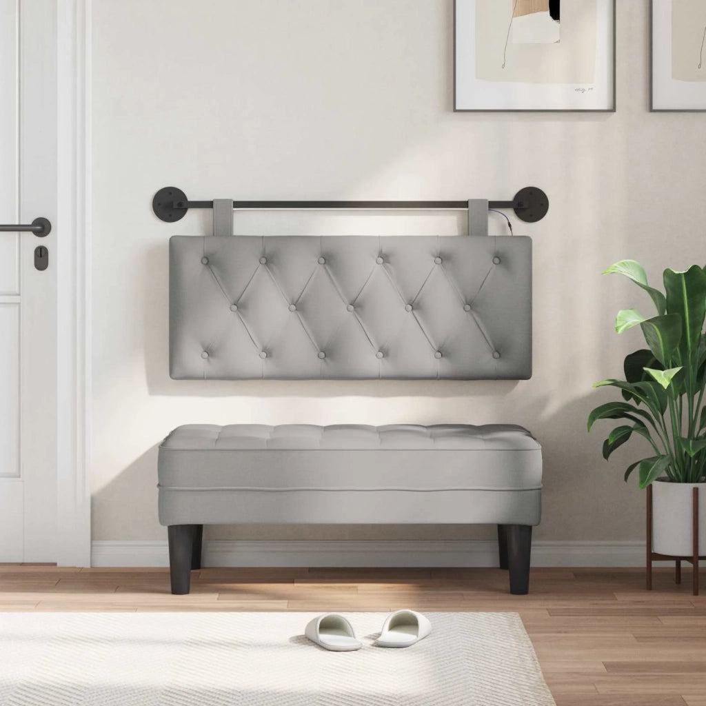 Testiera | Testata sospesa Con luce LED Grigio Nuvola Tessuto