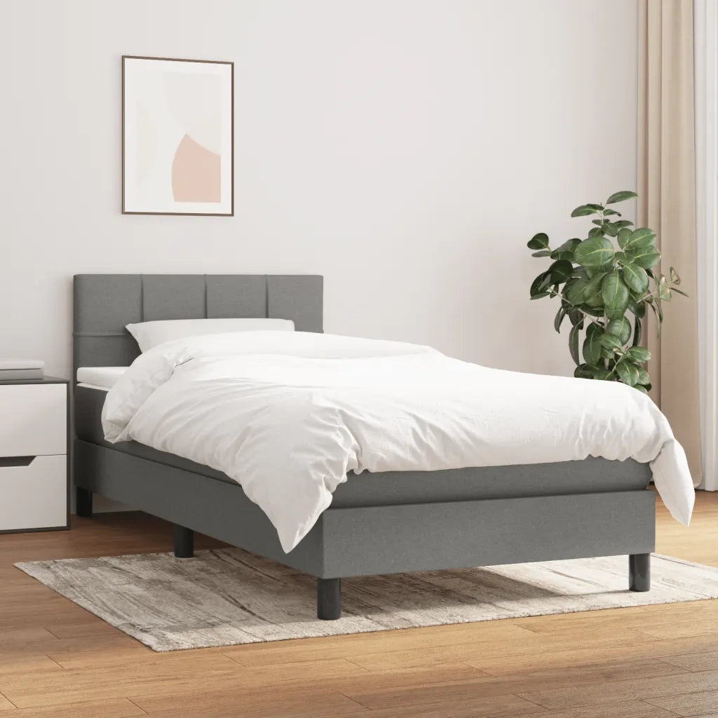 Giroletto a Molle con Materasso Grigio Scuro 100x200 cm Tessuto 3140034