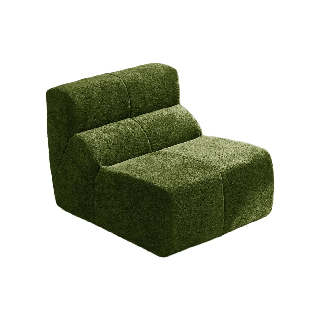 Poltrona in velluto con schiuma ad alta densità design ergonomico senza montaggio per soggiorno e ufficio verde