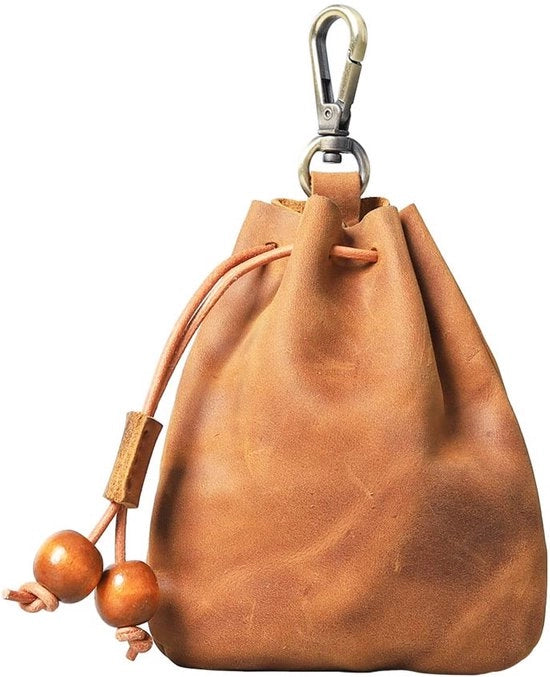 Borsa in pelle in stile medievale con catenina per chiavi, borsa per monete, clip per monete, borsa in pelle con cinturino per uomo e donna, marrone, outdoor