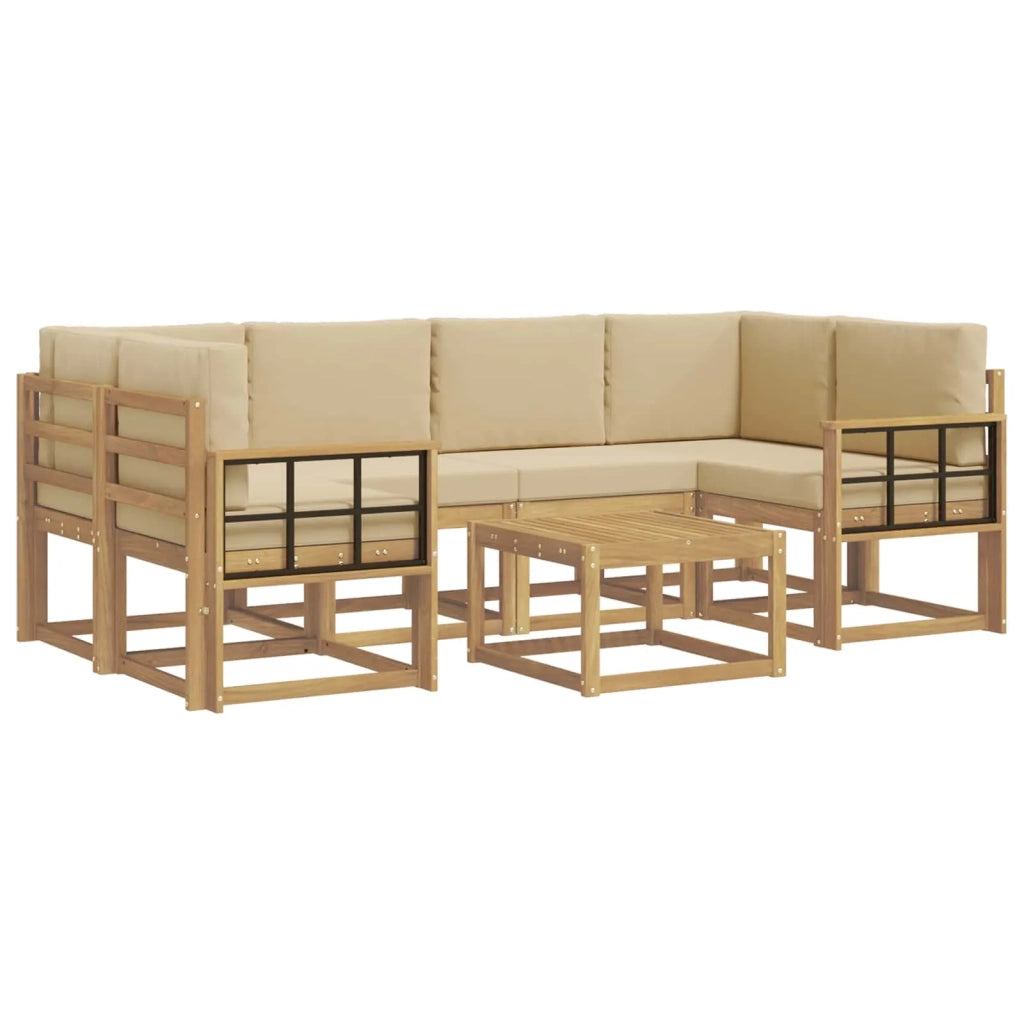 Set di divani da esterno 7 pz Bianco e Beige 3387327