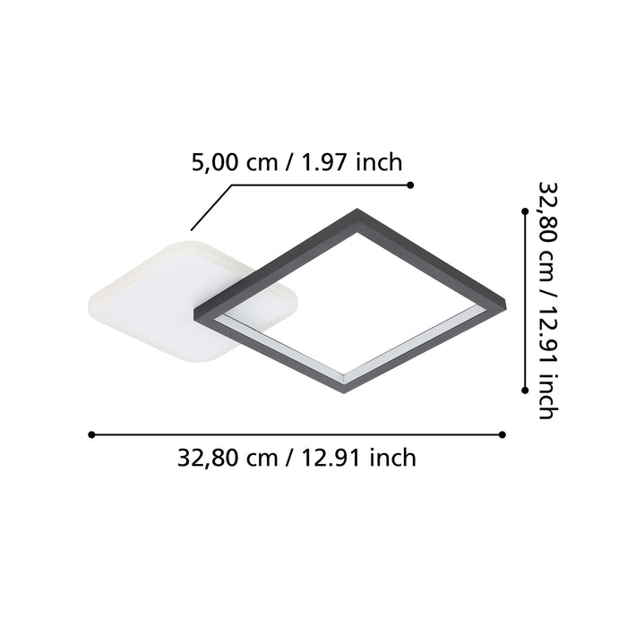 Plafoniera Moderna Gafares Alluminio Nero Luce Led Integrato 15W Ip20