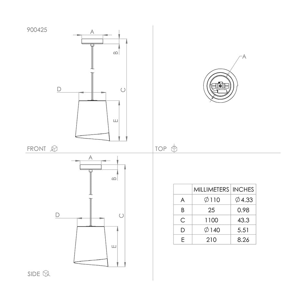 Lampadario Moderno Bolivia 1 Luce Acciaio Nero