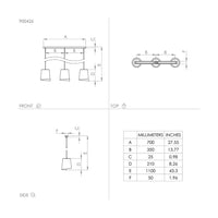 Lampadario Moderno Bolivia 3 Luci Acciaio Nero