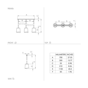 Lampadario Moderno Bolivia 3 Luci Acciaio Nero