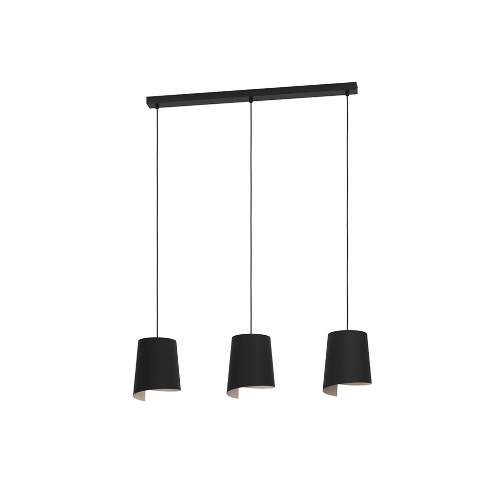 Lampadario Moderno Bolivia 3 Luci Acciaio Nero