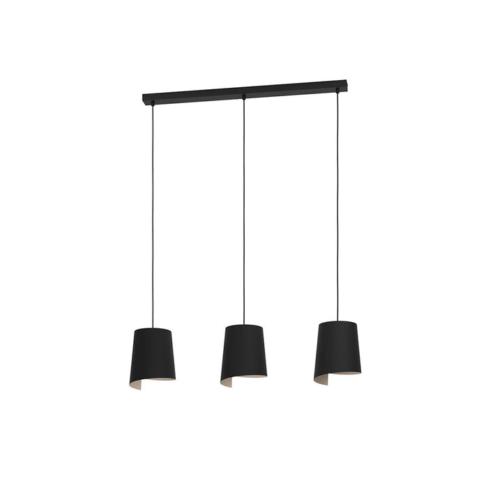 Lampadario Moderno Bolivia 3 Luci Acciaio Nero