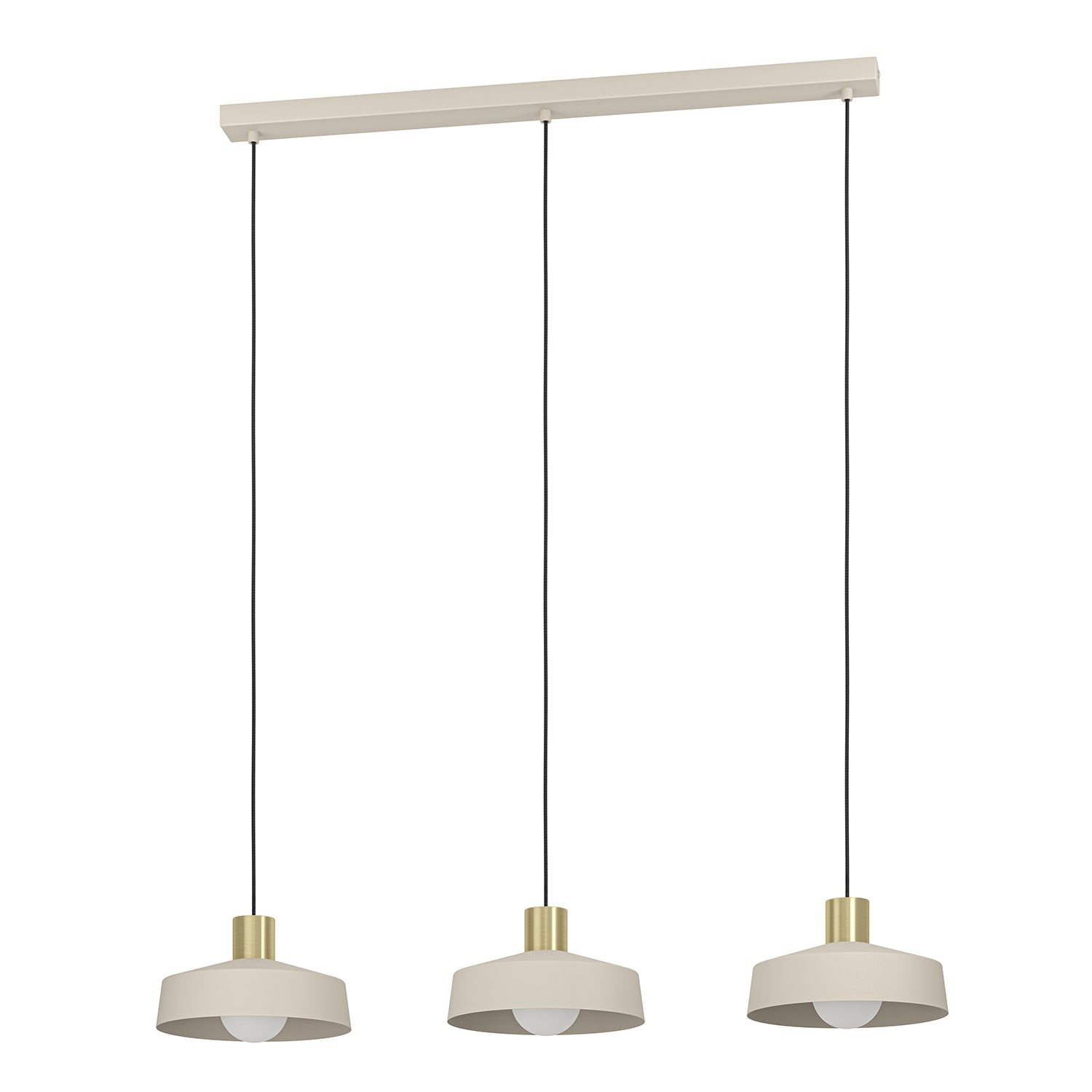 Lampadario A Sospensione Minimal Valdiola Acciaio Sabbia Ottone 3 Luci E27