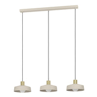 Lampadario A Sospensione Minimal Valdiola Acciaio Sabbia Ottone 3 Luci E27