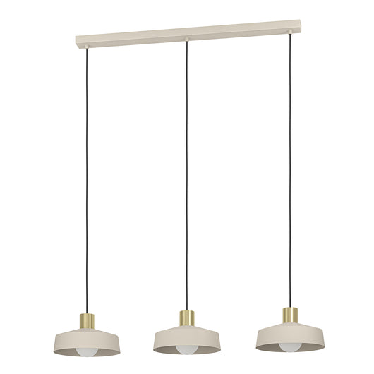 Lampadario A Sospensione Minimal Valdiola Acciaio Sabbia Ottone 3 Luci E27