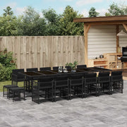 Set da Pranzo da Giardino 17 pz con Cuscini Nero in Polyrattan 3211723