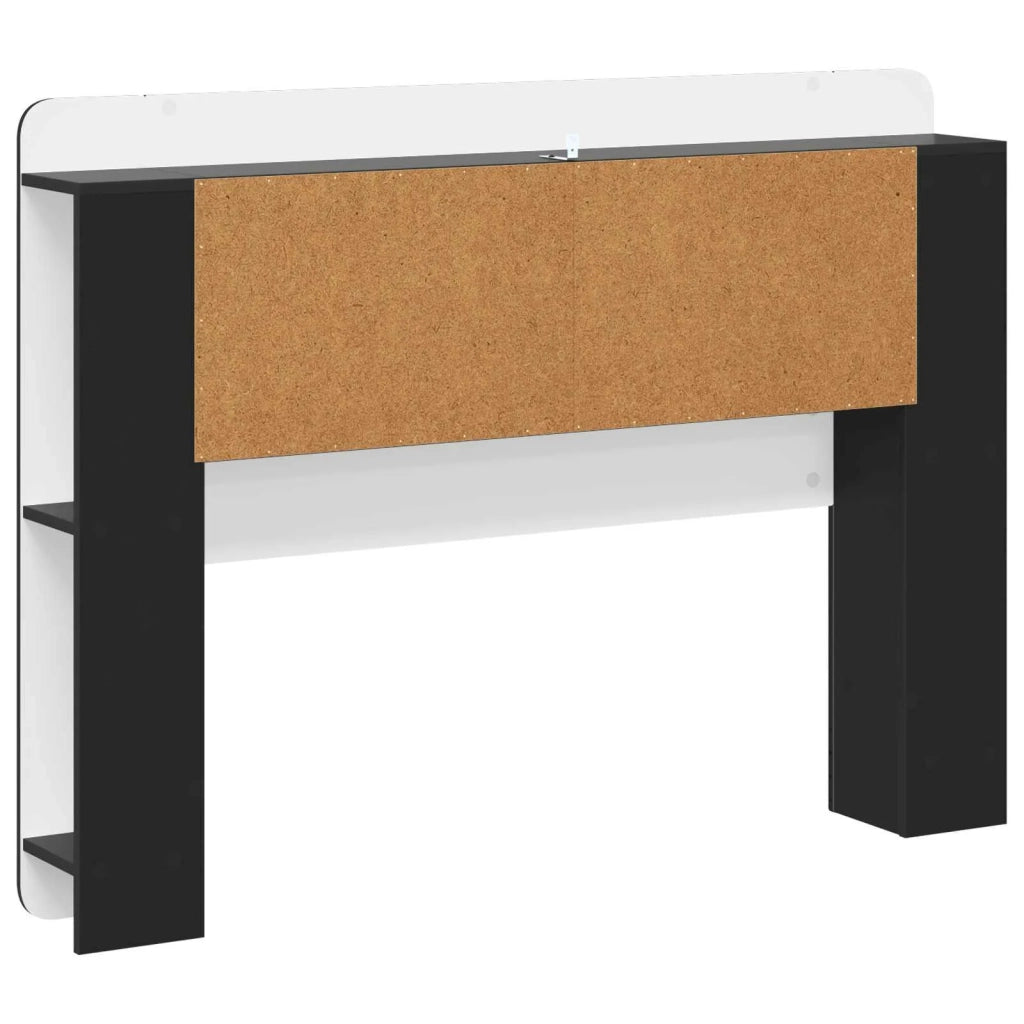 Testata del letto con archiviazione Nero Legno ingegnerizzato