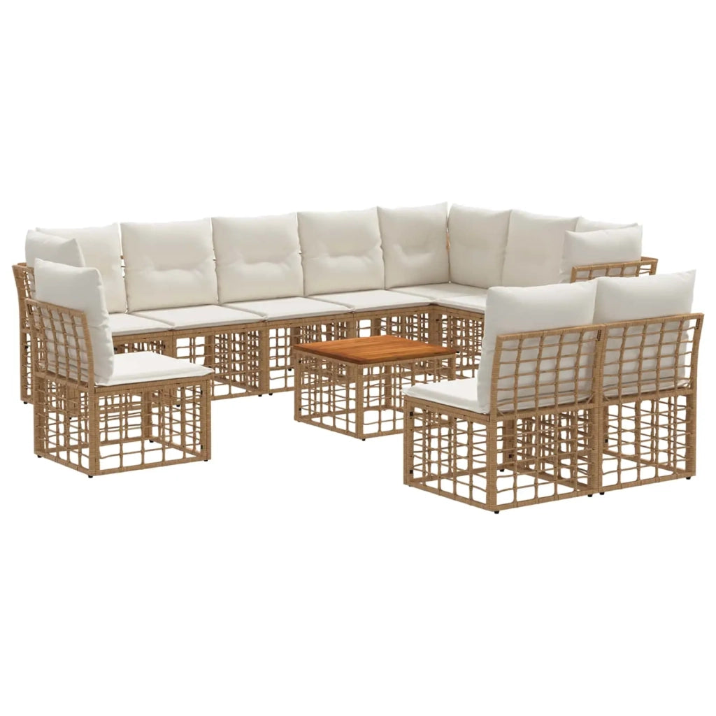 Set di divani da esterno 11 pcs Naturale e Bianco Crema 3437494