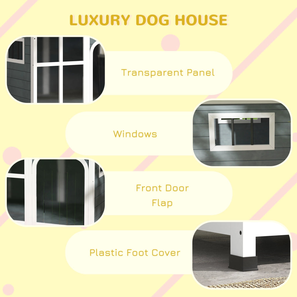Cuccia per Cani da Esterno in Legno con Tetto Apribile ¨C Minimal ¨C Grigio 101x66.5x70.5 cm