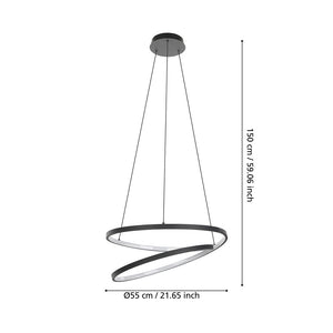 Lampadario Moderno Ruotale Led Alluminio Nero