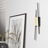 Applique Moderna Panagria Led Alluminio Rivestito In Legno Nero E Marrone