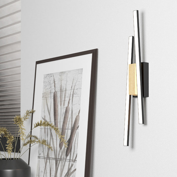 Applique Moderna Panagria Led Alluminio Rivestito In Legno Nero E Marrone