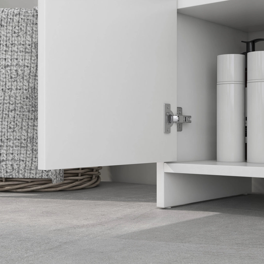 Armadietto Sottolavabo 2 Ante con Ripiano Regolabile ¨C Zephmum ¨C Bianco 60x30x60 cm