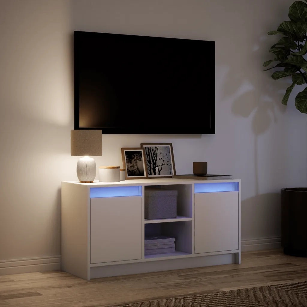 Mobile Porta TV con LED Bianco 100x34x50 cm in Truciolato