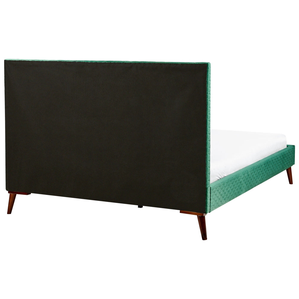 Letto 160 x 200 cm Tessuto verde Struttura imbottita a nido d'ape trapuntato