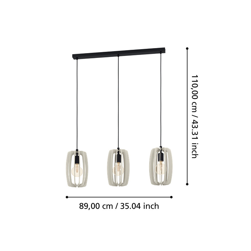 Lampadario Industrial Bajazzara 3 Luci Acciaio Nero Diffusore Grigio