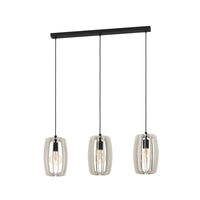 Lampadario Industrial Bajazzara 3 Luci Acciaio Nero Diffusore Grigio