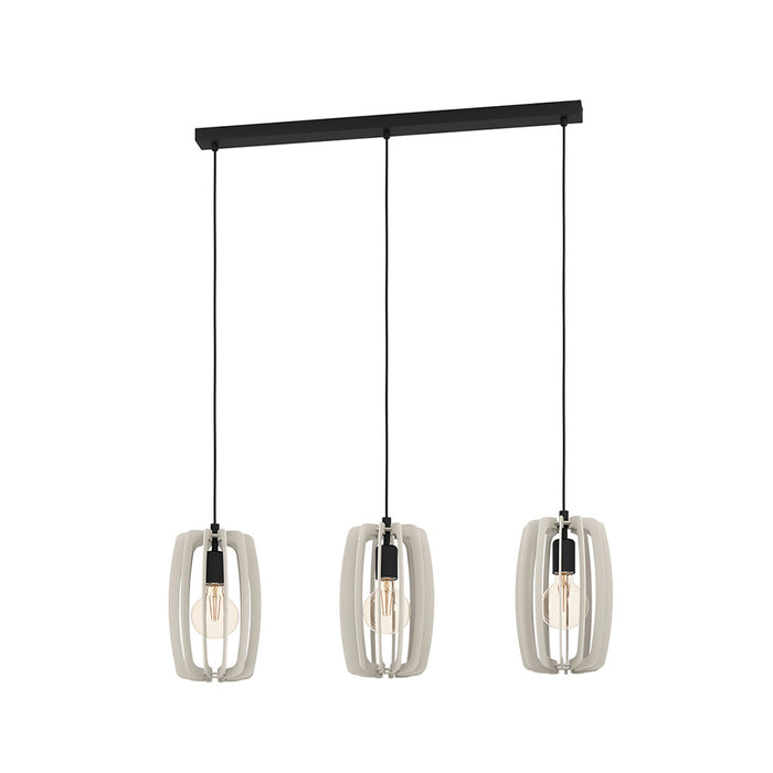 Lampadario Industrial Bajazzara 3 Luci Acciaio Nero Diffusore Grigio