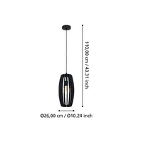 Lampadario Industrial Bajazzara 1 Luce Acciaio Nero Diffusore Nero