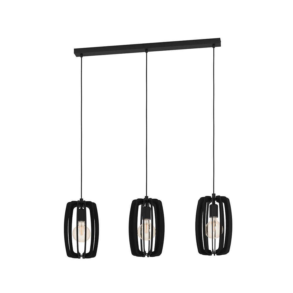Lampadario Industrial Bajazzara 3 Luci Acciaio Nero Diffusore Nero