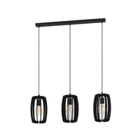 Lampadario Industrial Bajazzara 3 Luci Acciaio Nero Diffusore Nero