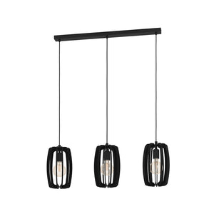 Lampadario Industrial Bajazzara 3 Luci Acciaio Nero Diffusore Nero